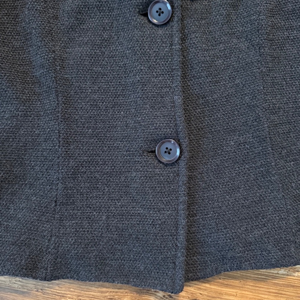 St. John Knit Blazer Jacket Womens 10 Charcoal Gray Black Portrait Collar LUXE - Picture 5 of 12